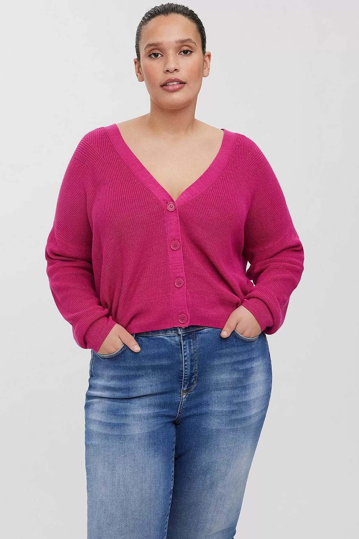 Vero Moda Curve Curve - Tulex Cardigan In Berry Fashion