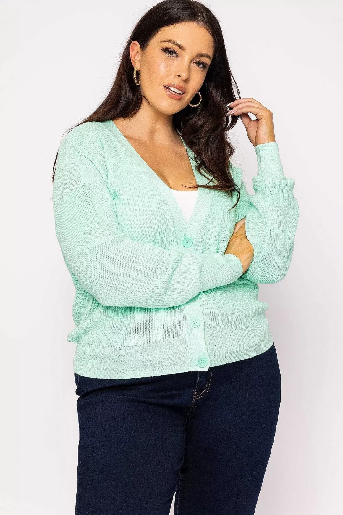 Vero Moda Curve Curve - Tulex Cardigan In Mint Outlet