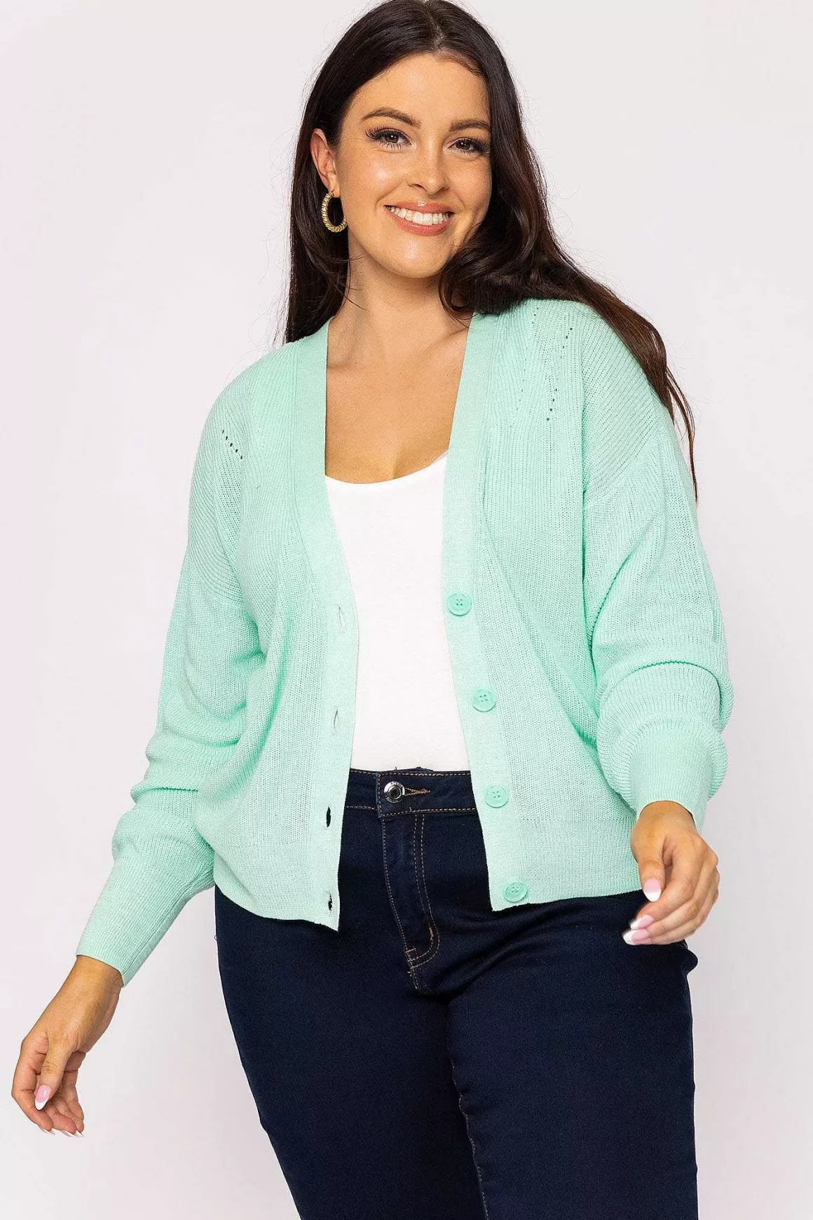 Vero Moda Curve Curve - Tulex Cardigan In Mint Outlet