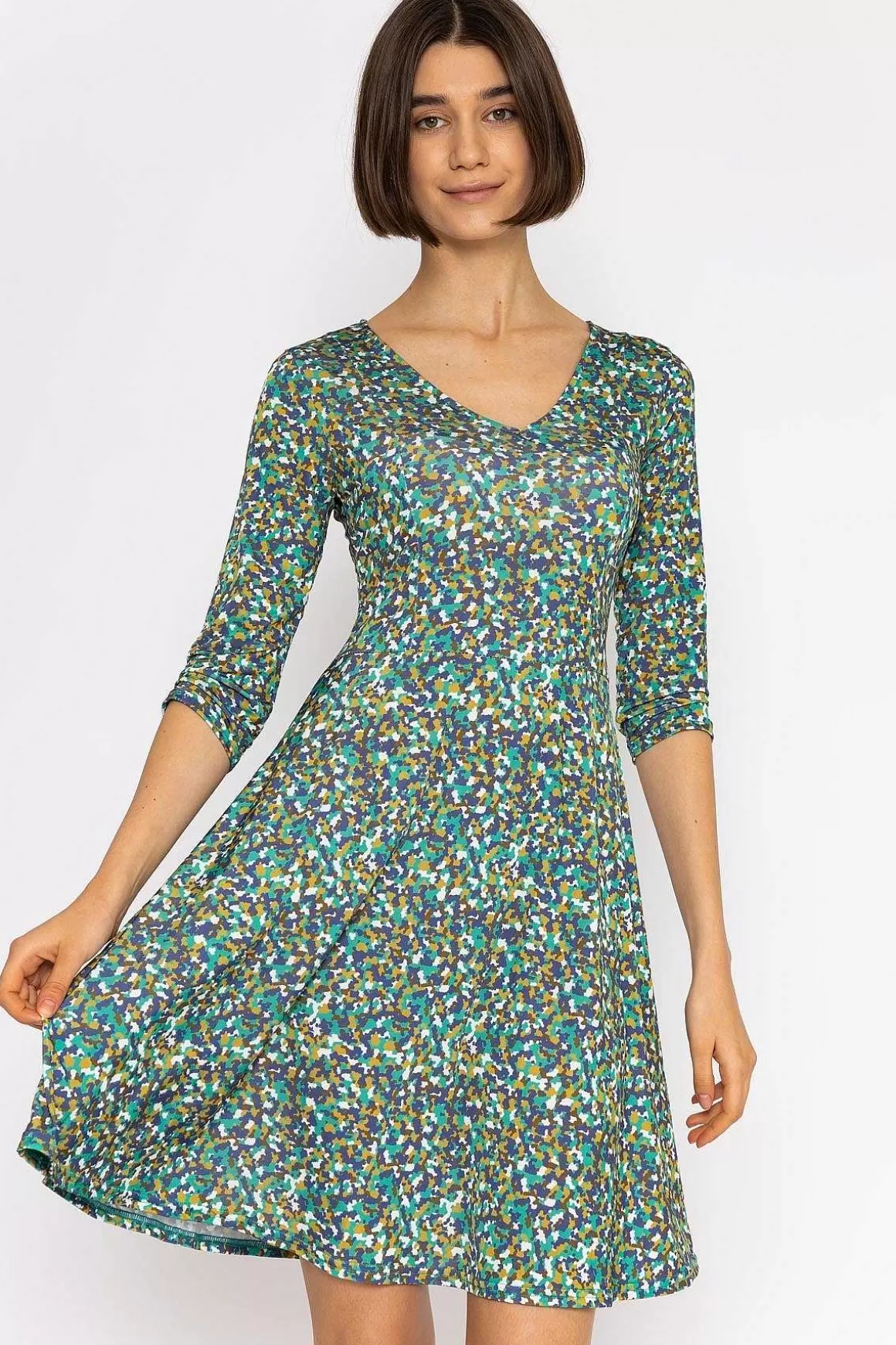 J'aime la Vie Deirdre Dress In Teal Print Cheap