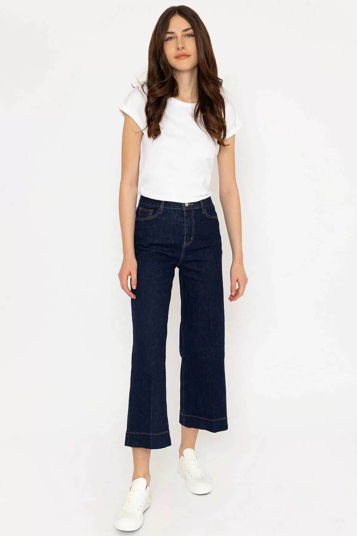 Oraije Denim Cropped Wide Leg Jeans Cheap