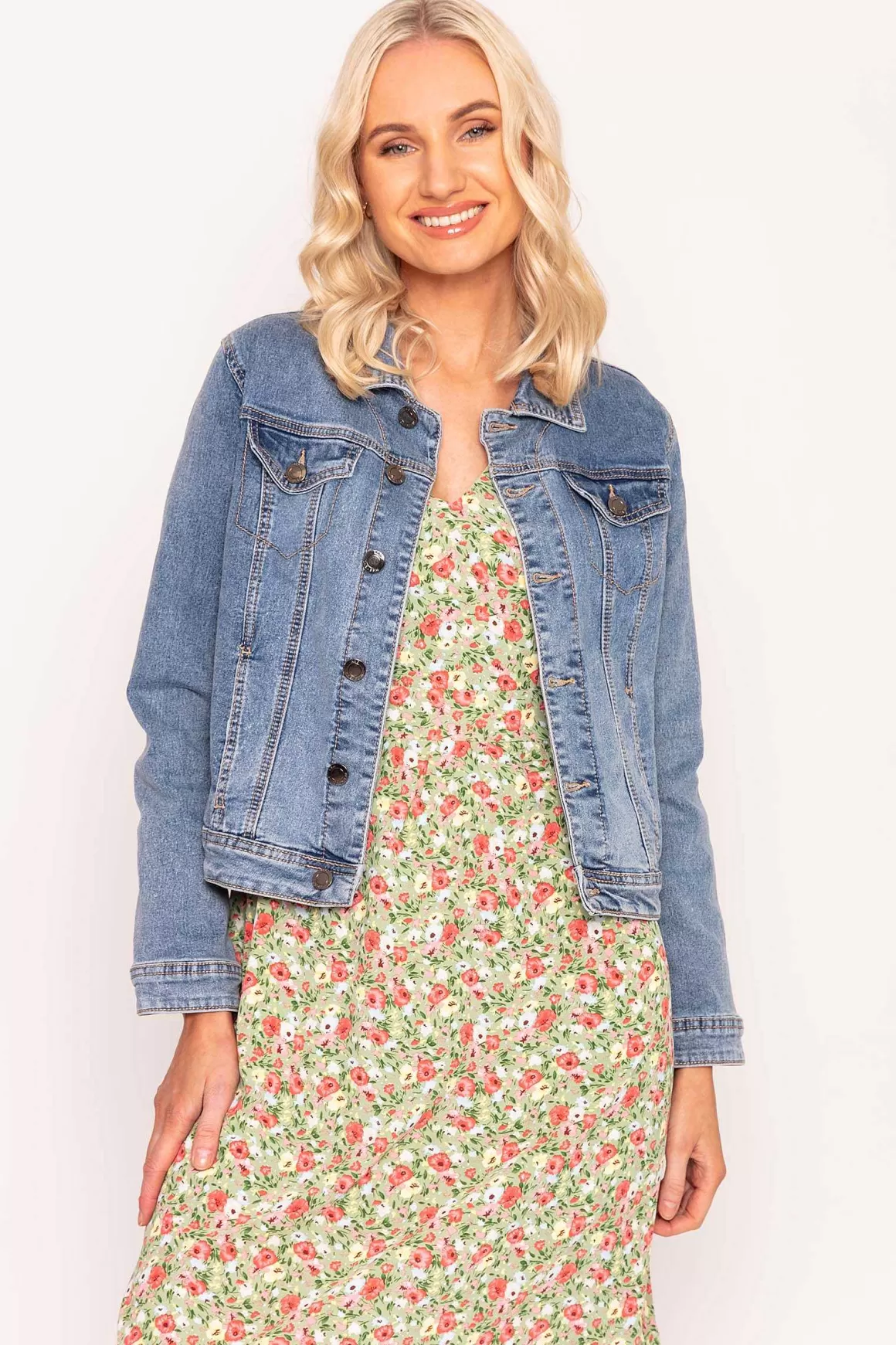 Kelly & Grace Weekend Denim Jacket In Medium Blue Cheap