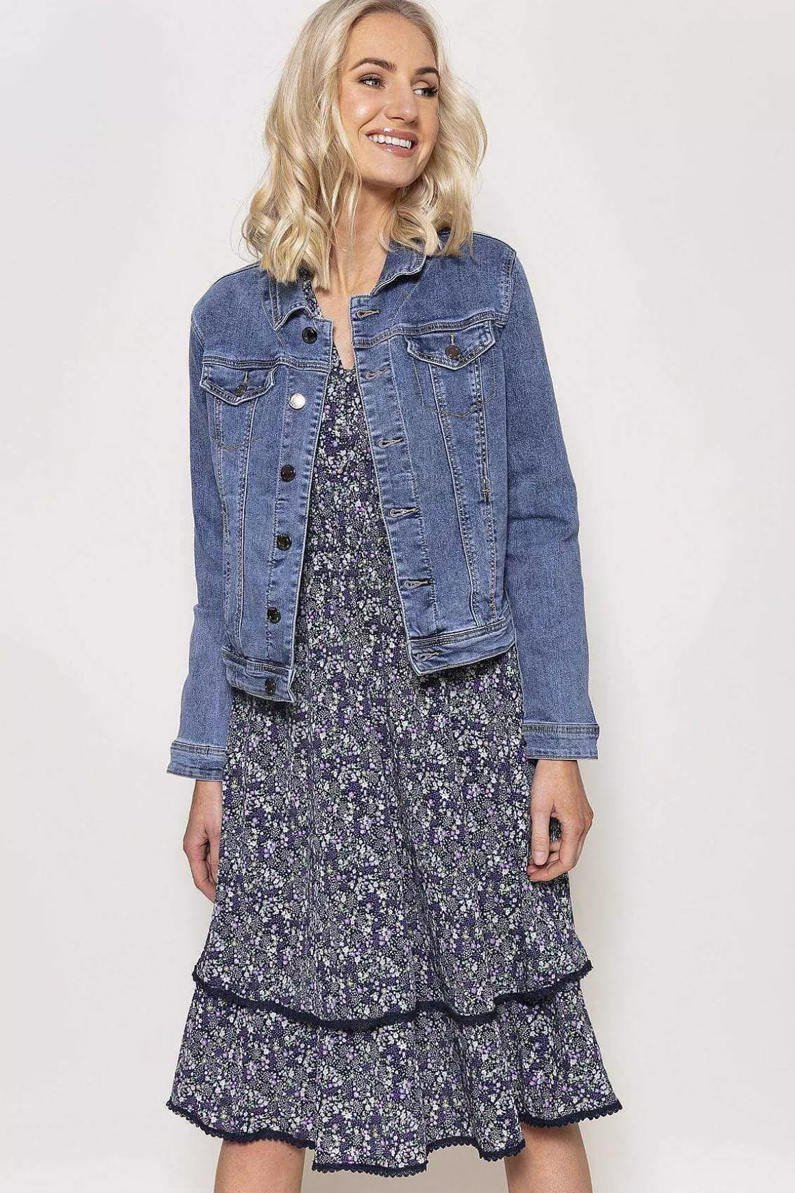 Kelly & Grace Weekend Denim Jacket In Medium Blue Cheap