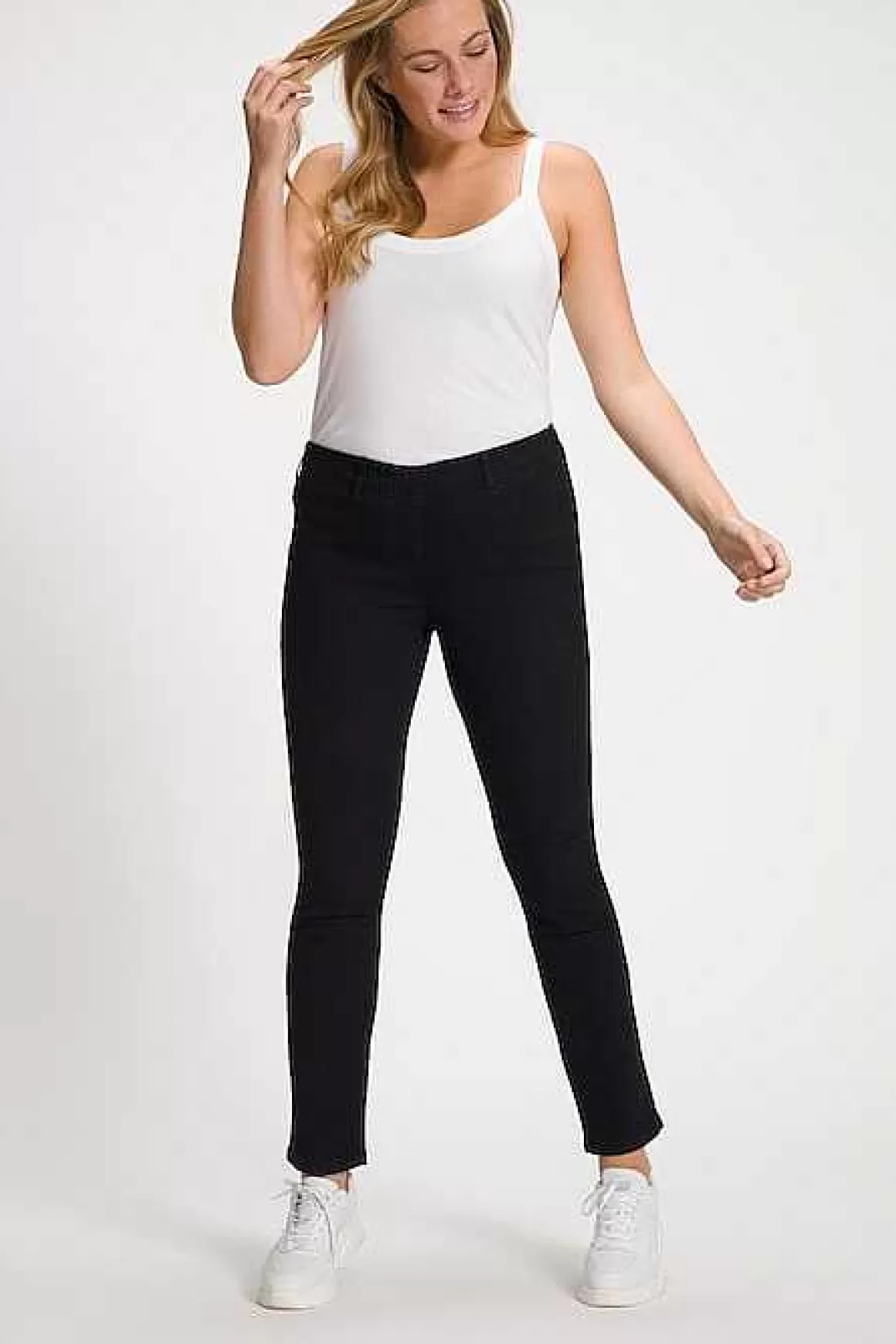 Ulla Popken Denim Look Elastic Jeggings In Black Flash Sale