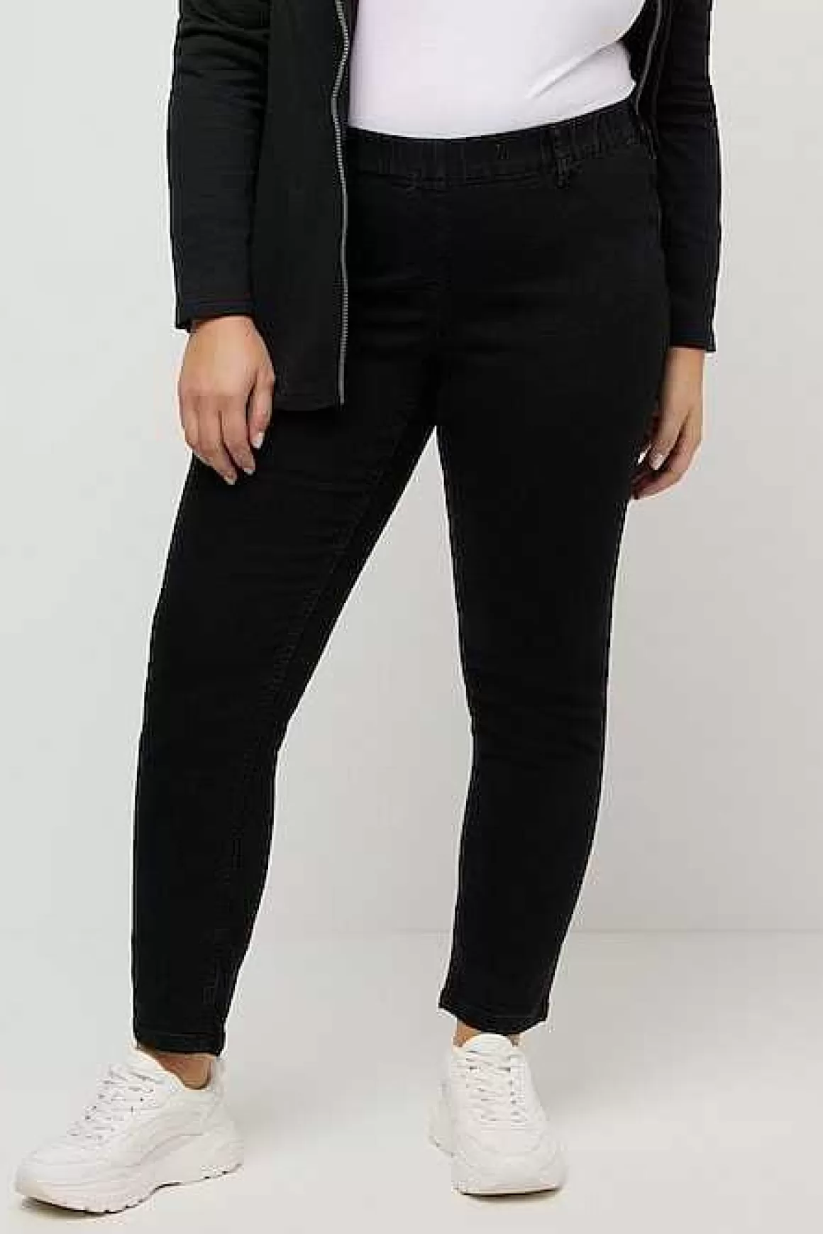 Ulla Popken Denim Look Elastic Jeggings In Black Flash Sale