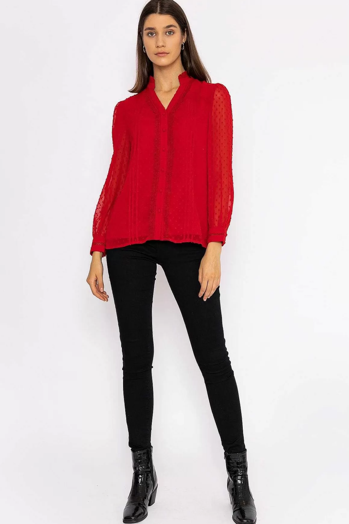 Rowen Avenue Dobby Texture Blouse In Red Best