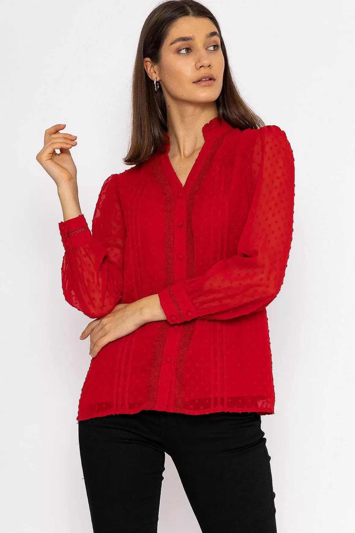 Rowen Avenue Dobby Texture Blouse In Red Best