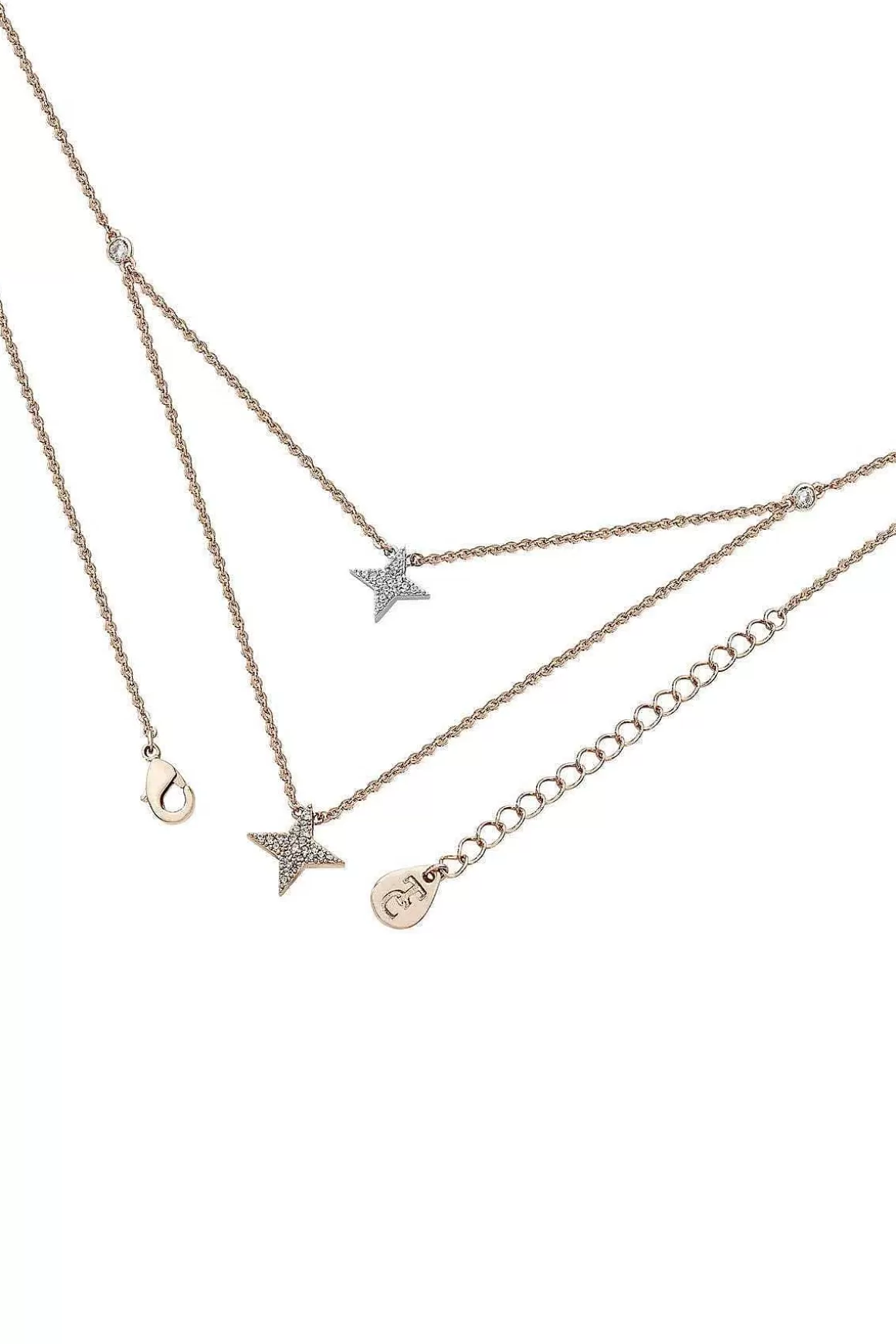 Tipperary Crystal Jewellery Double Floating Pave Star Necklace In Rose Gold Shop