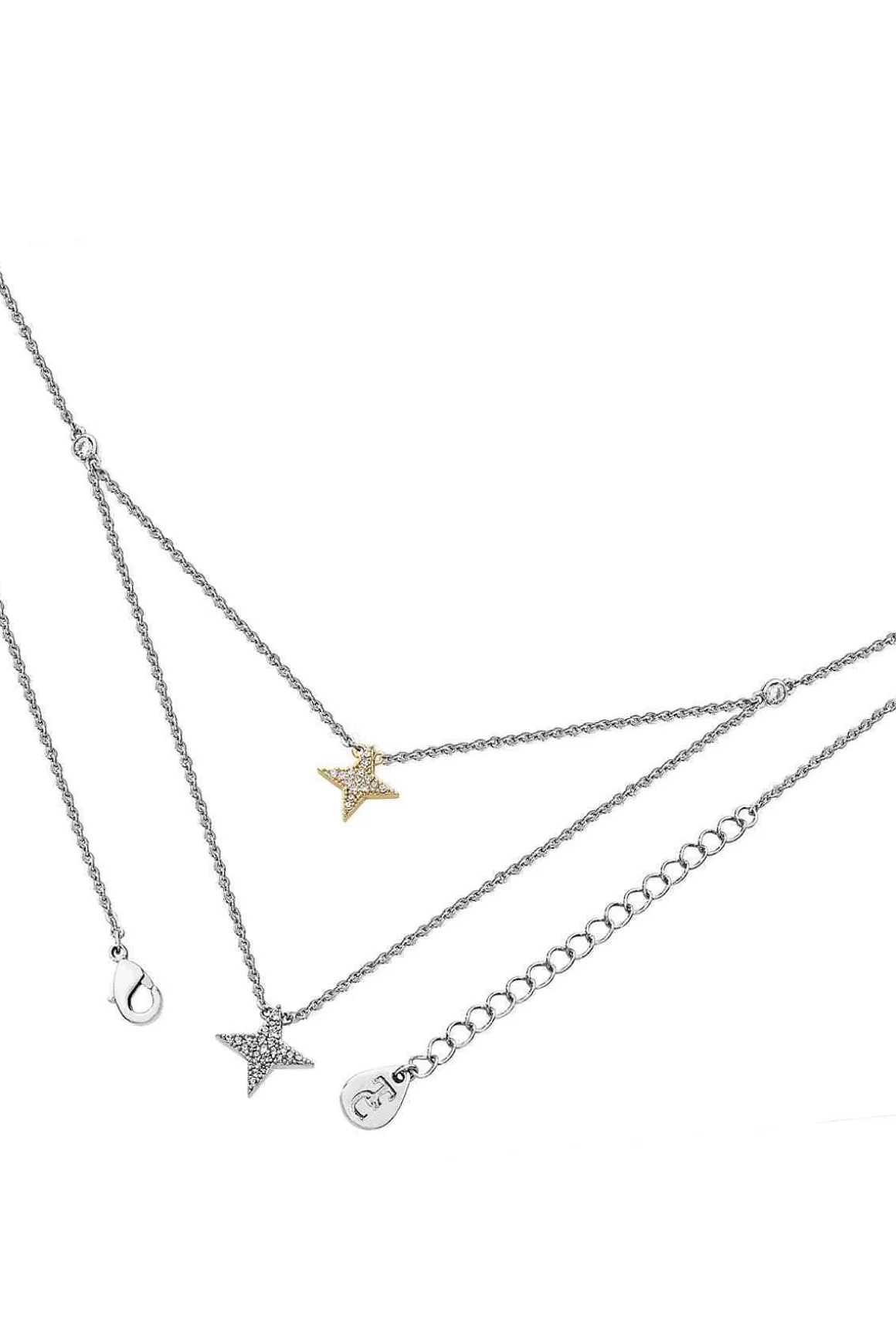 Tipperary Crystal Jewellery Double Floating Star Necklace In Silver Clearance