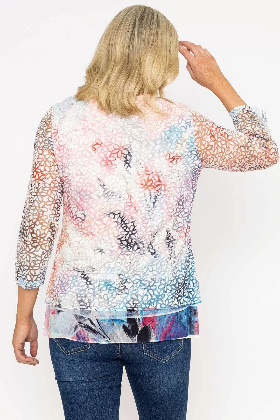 Voulez Vous Dovore Printed Top In Pink Outlet