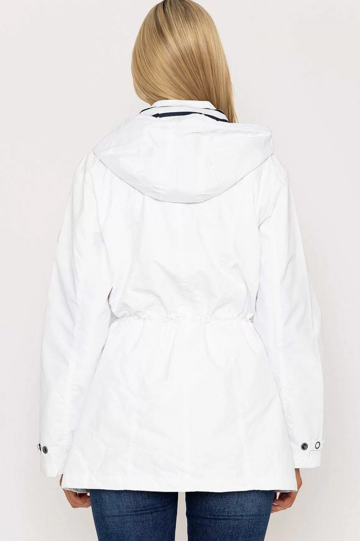 West Quay Drawstring Jacket With Stripe Lining In White Flash Sale