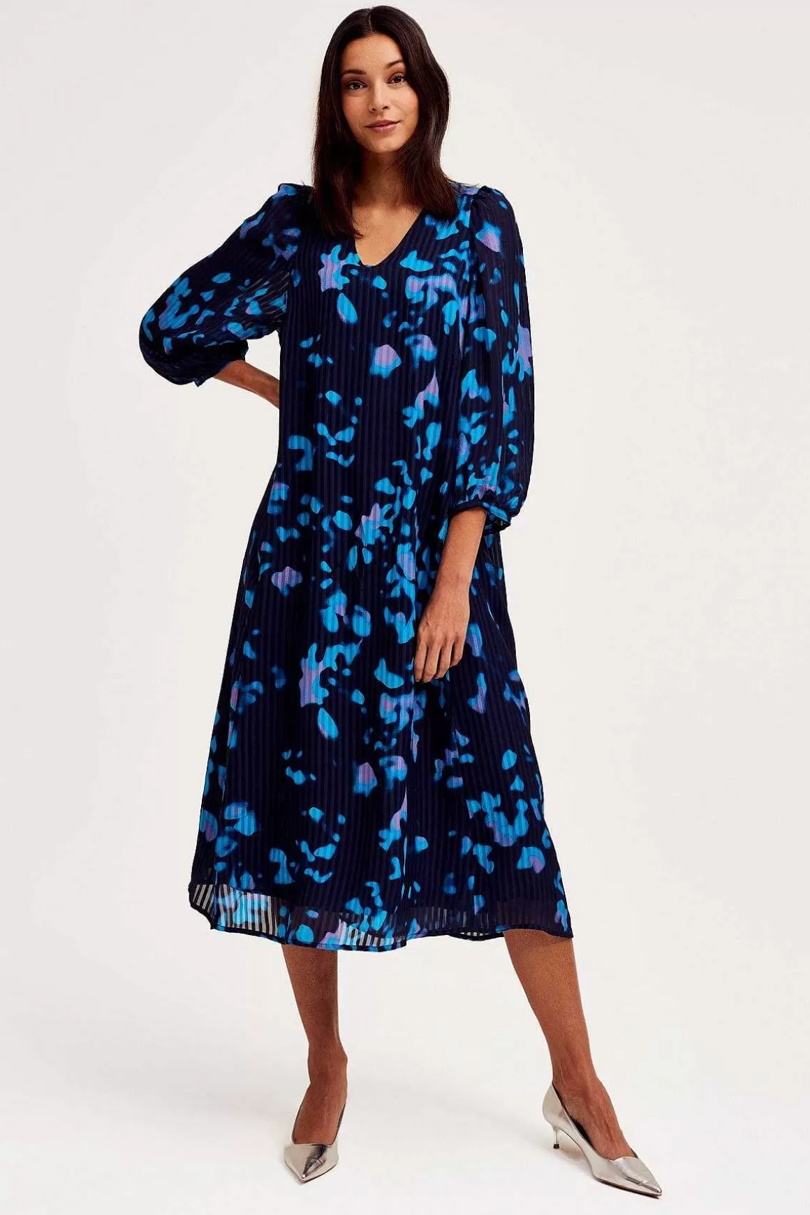 Cks Fashion Duco Pleated Midi Dress In Dark Blue Flash Sale