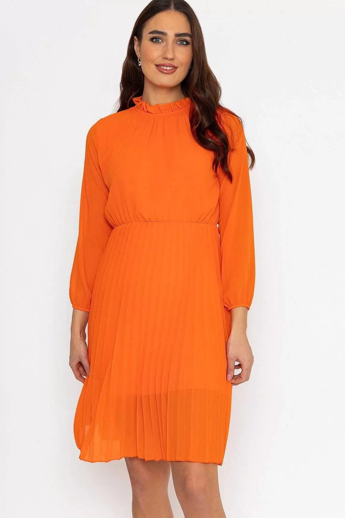 Pala D'oro Ella Knee Length Dress In Orange Shop