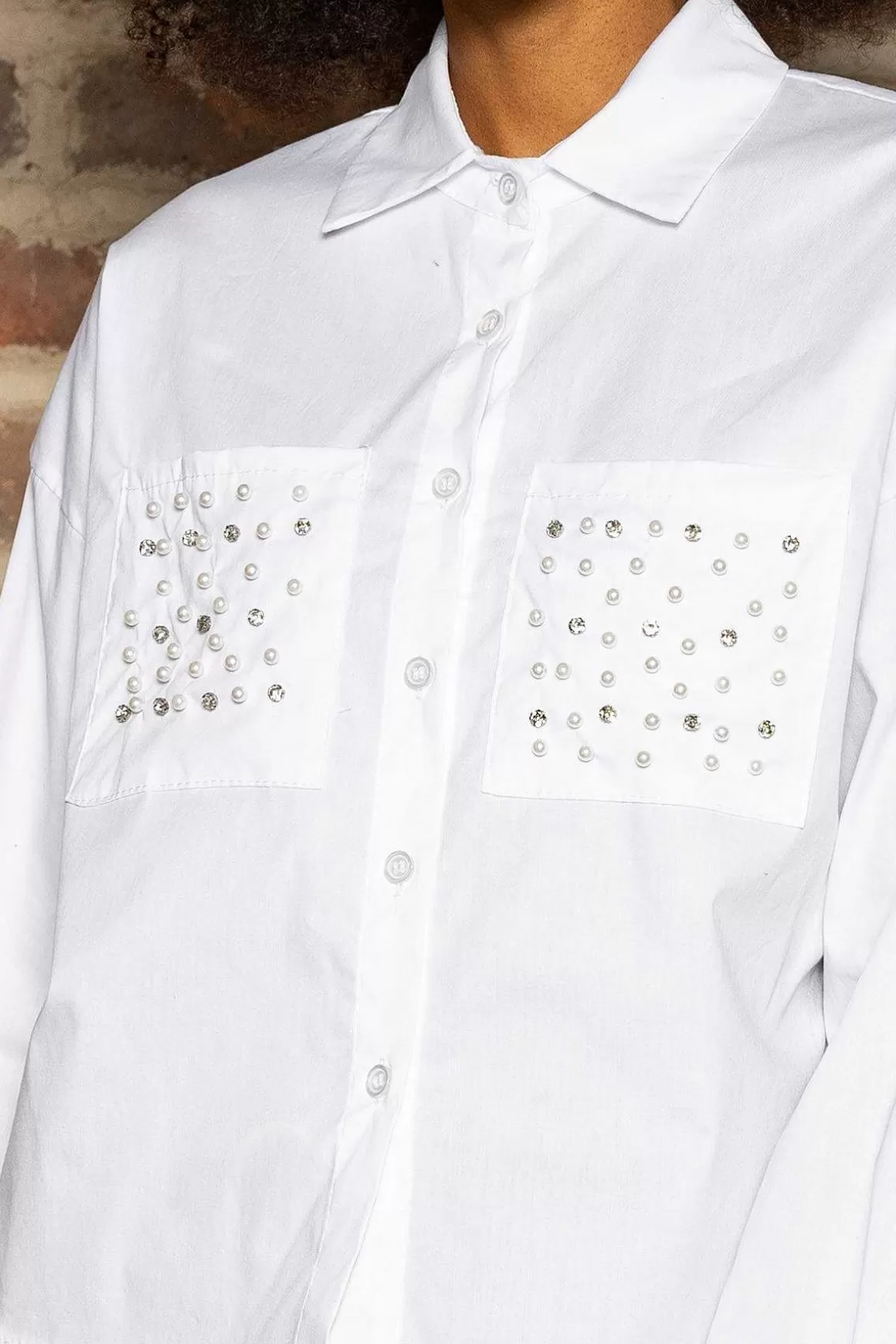 Pala D'oro Sport Embellished Short Shirt In White Outlet