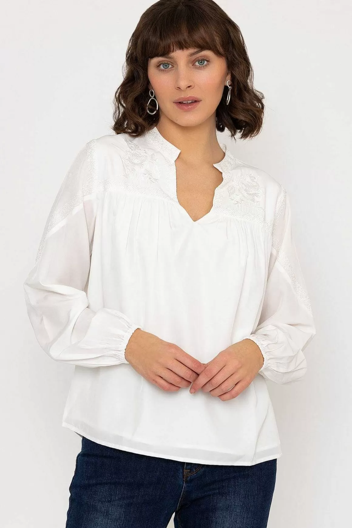 Rowen Avenue Embroidered Blouse In Ecru Cheap