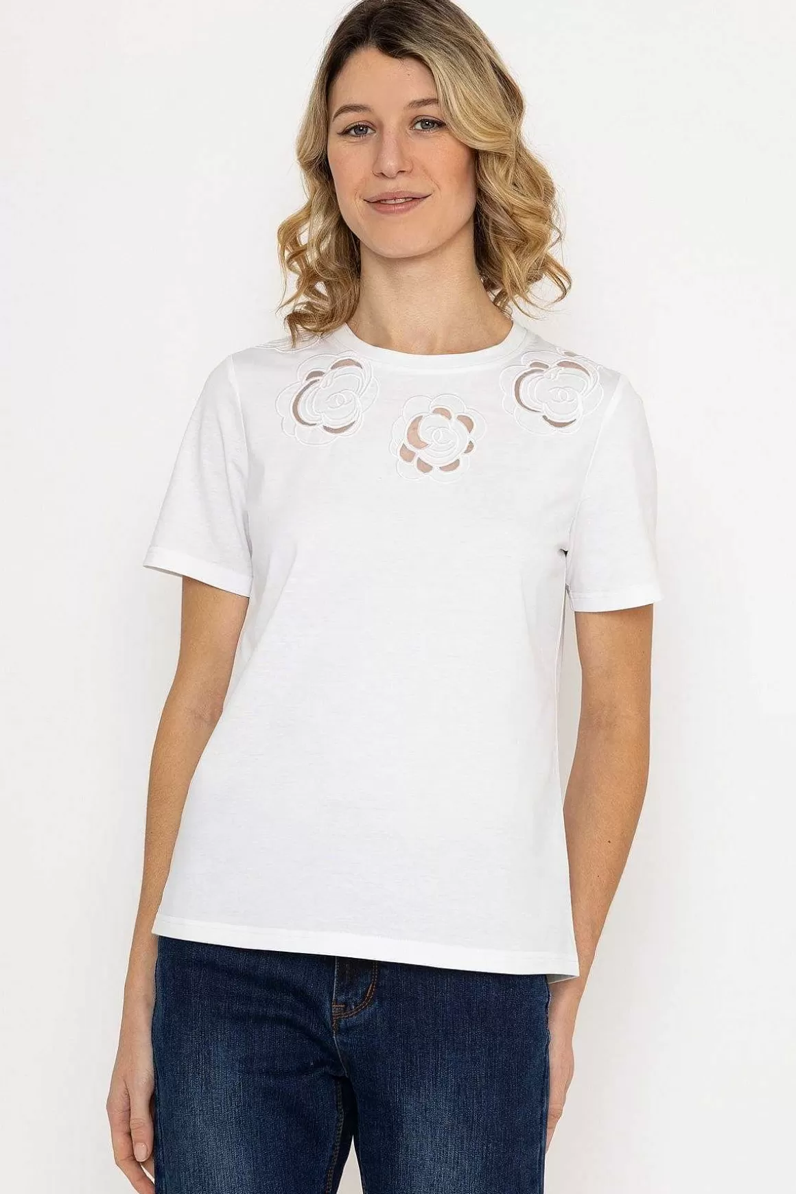 Kelly & Grace Weekend Embroidered T-Shirt In White New