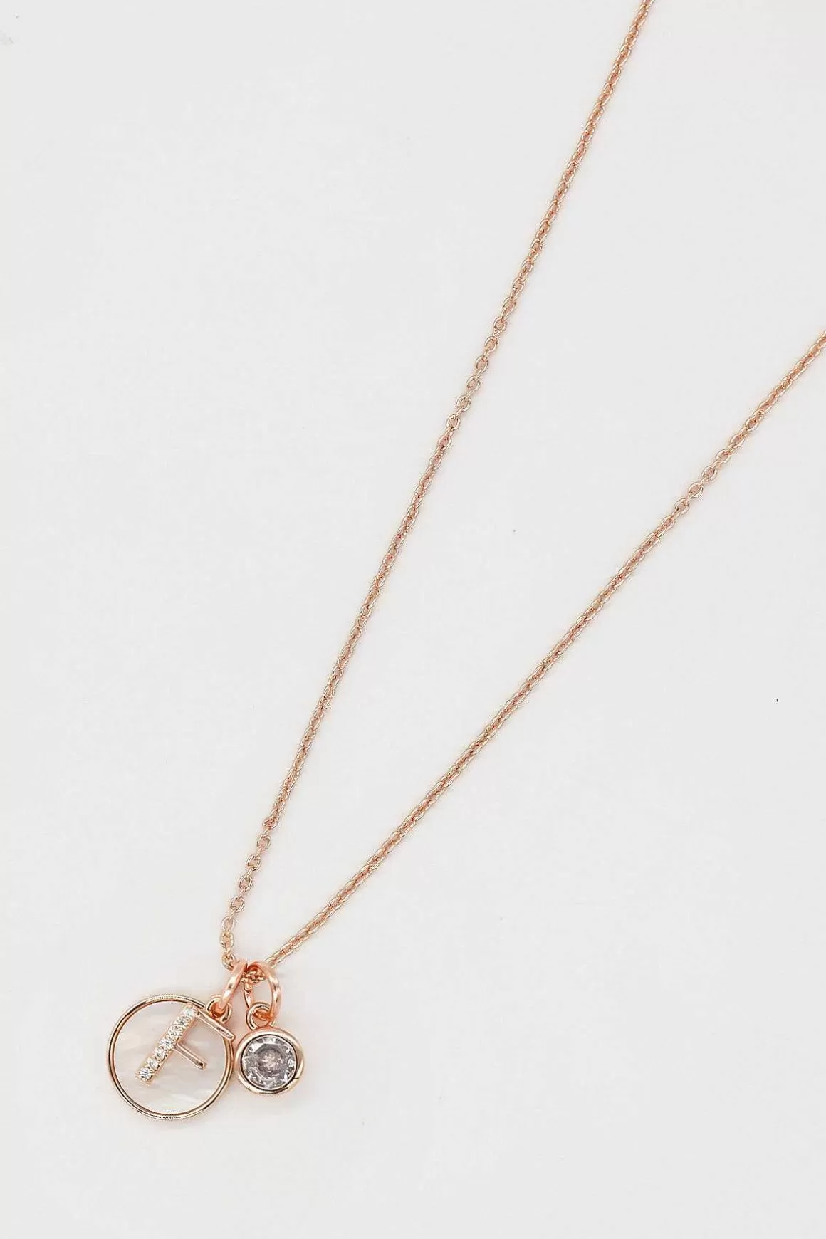 Cherish F Initial Necklace In Rose Gold Online