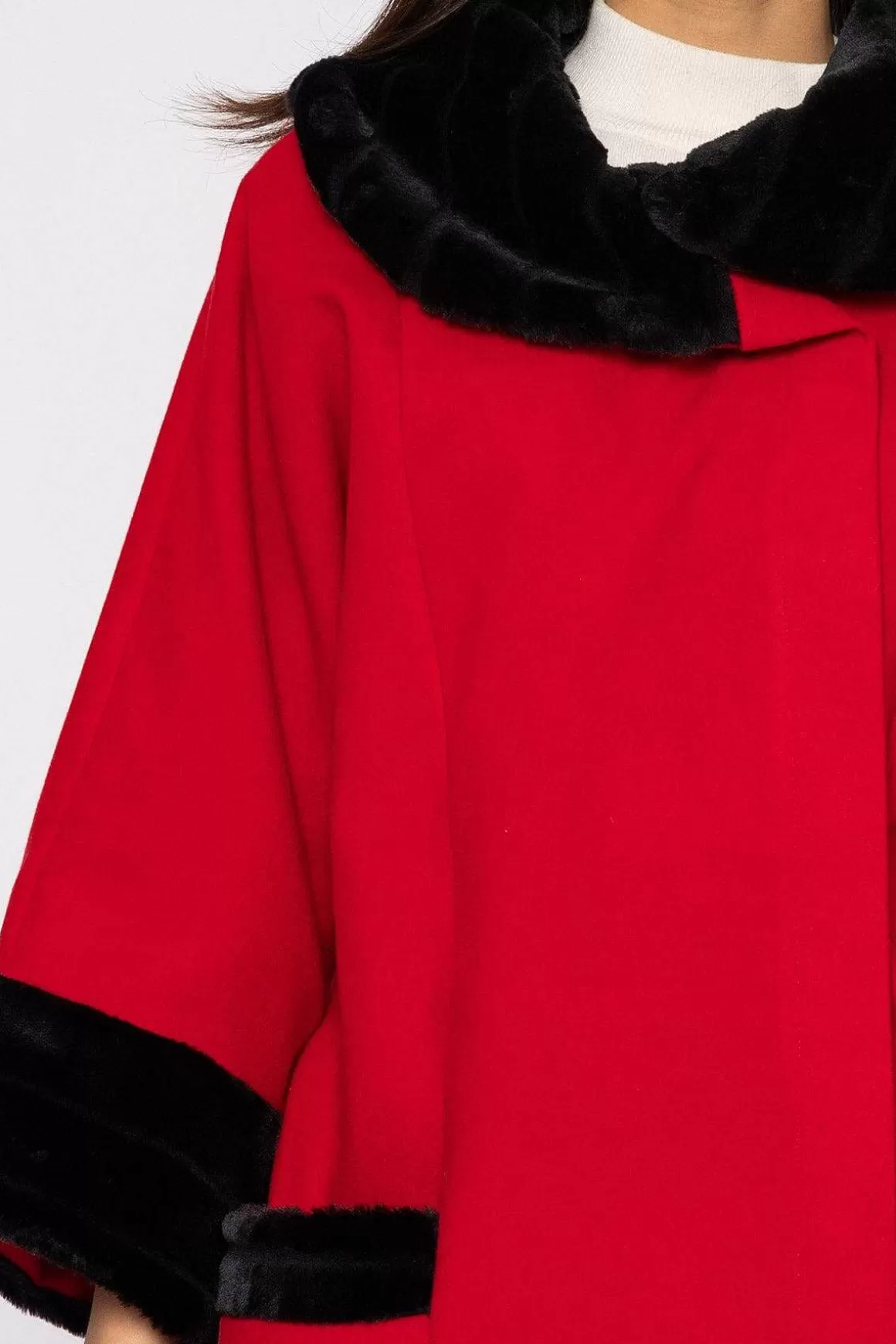 Pala D'oro Faux Fur Trim Jacket In Red Best Sale