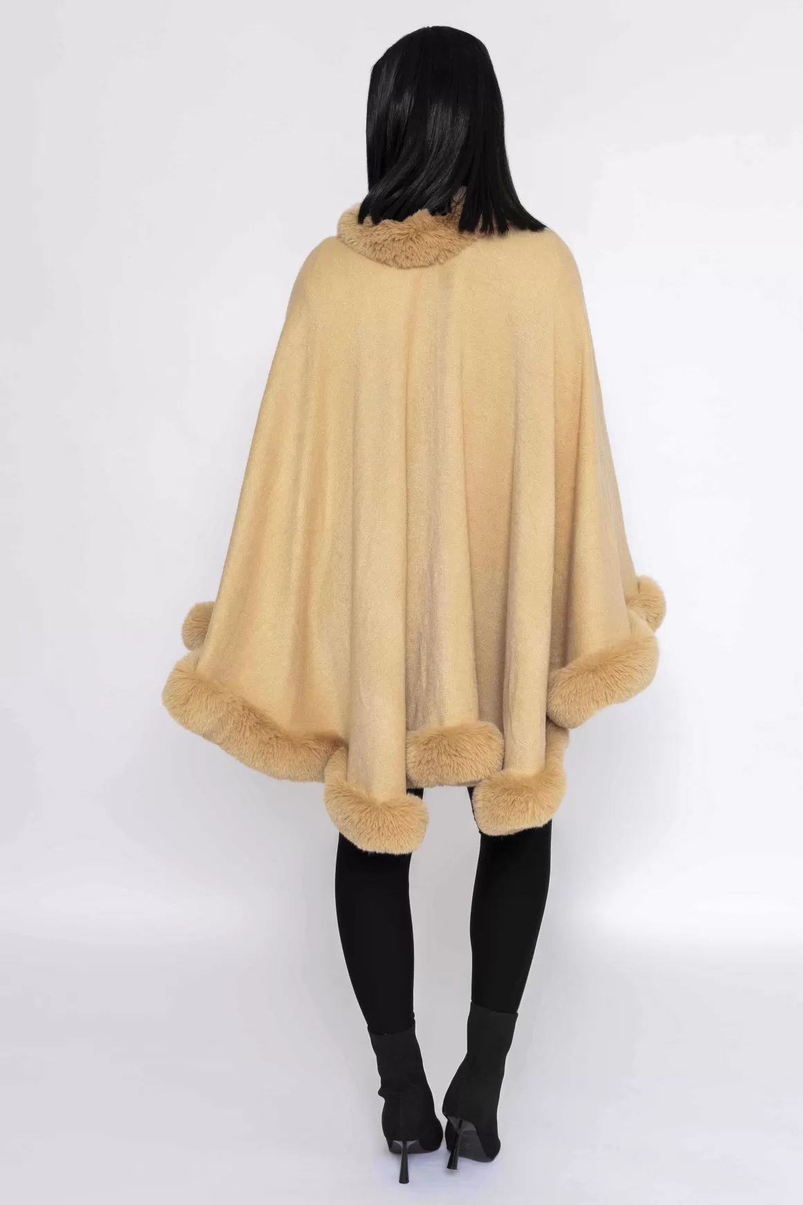 J'aime la Vie Faux Fur Trim Wrap In Camel Cheap