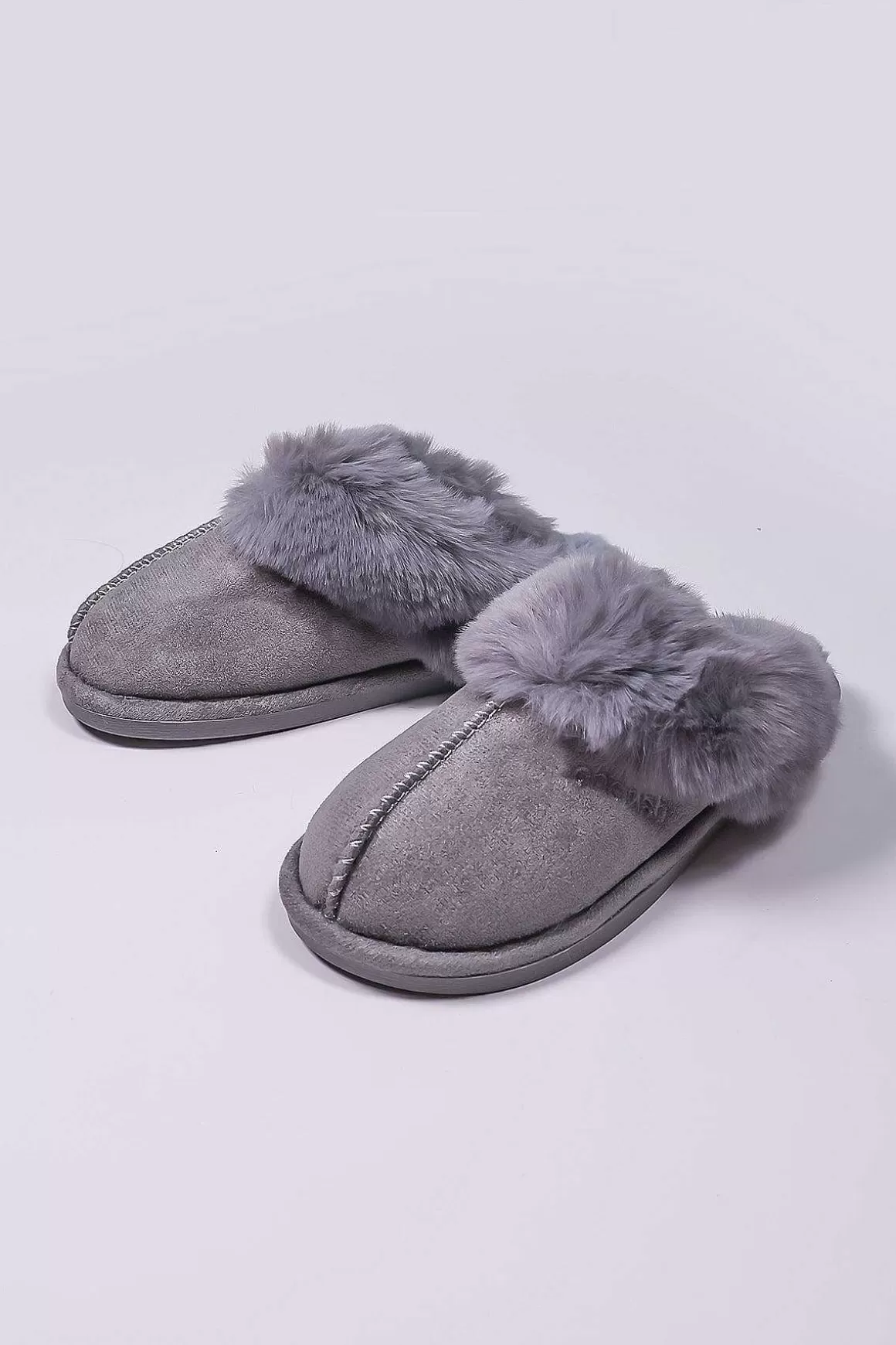 Cherish Accessories Faux Suede Mule In Grey Store