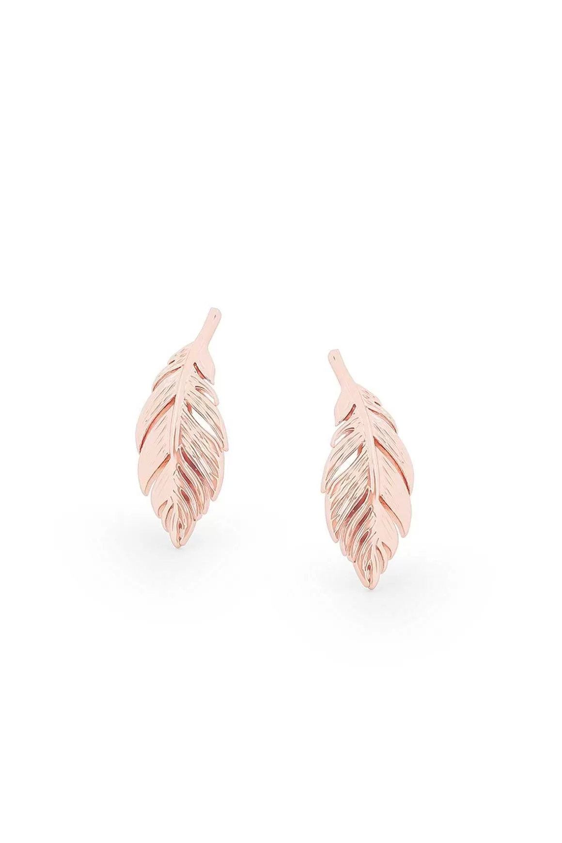 Tipperary Crystal Jewellery Feather Mini Stud Earrings In Rose Gold Hot