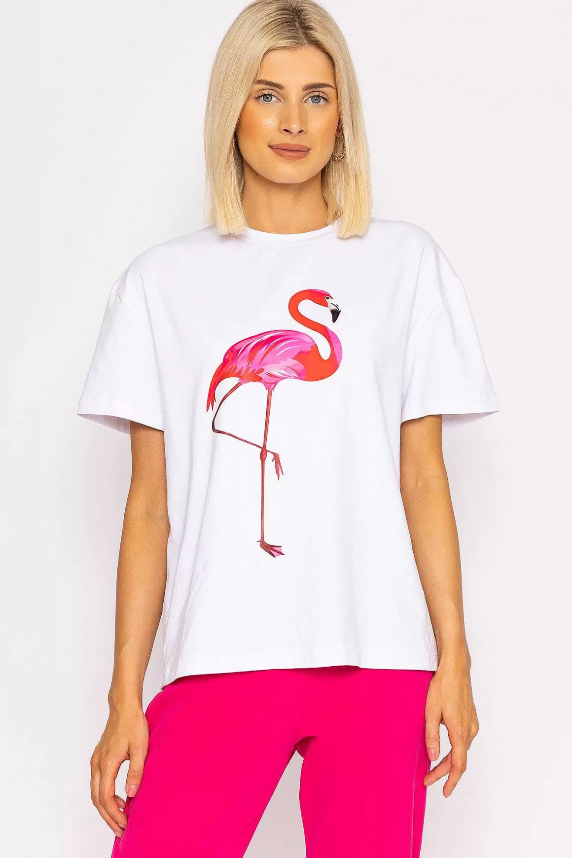 Pala D'oro Flamingo Printed T-Shirt In White Cheap