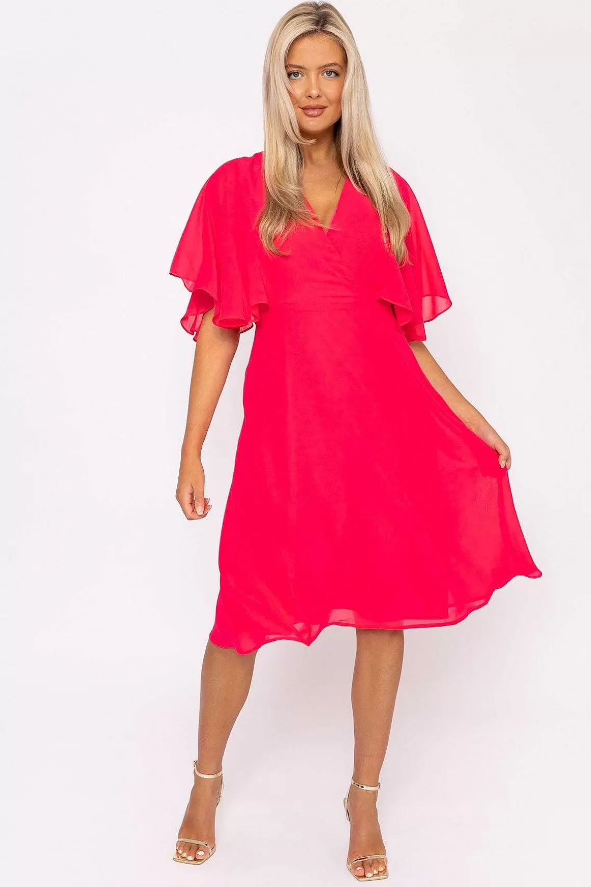 Rowen Avenue Fuchsia Angel Sleeve Dress Cheap