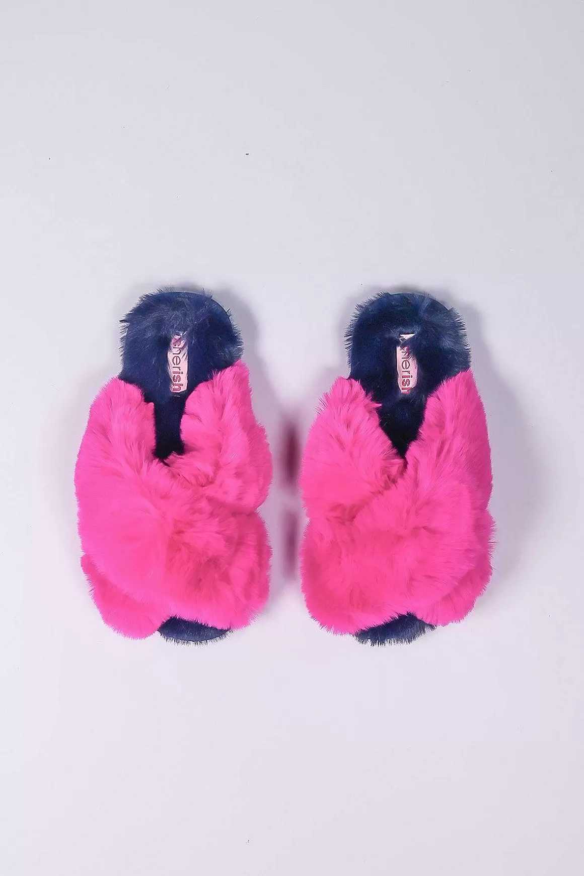 Cherish Accessories Fuschia Faux Fur Contrast Slippers Sale