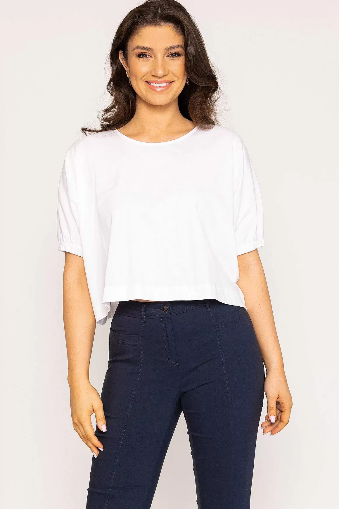 Peruzzi Gathered Cuff Top In White Cheap