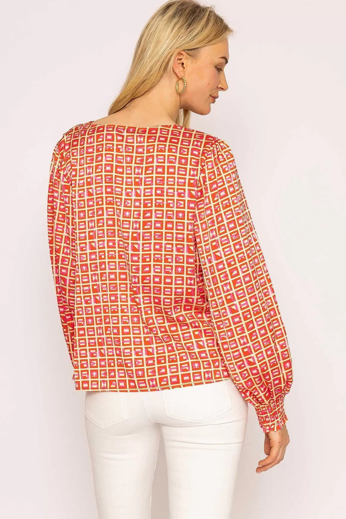 Rowen Avenue Geo Print Blouse In Red Online