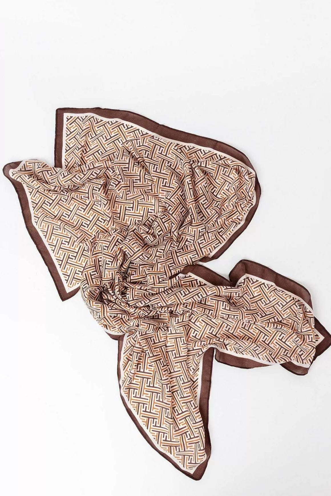 Pala D'oro Accessories Geo Print Scarf In Coffee Clearance