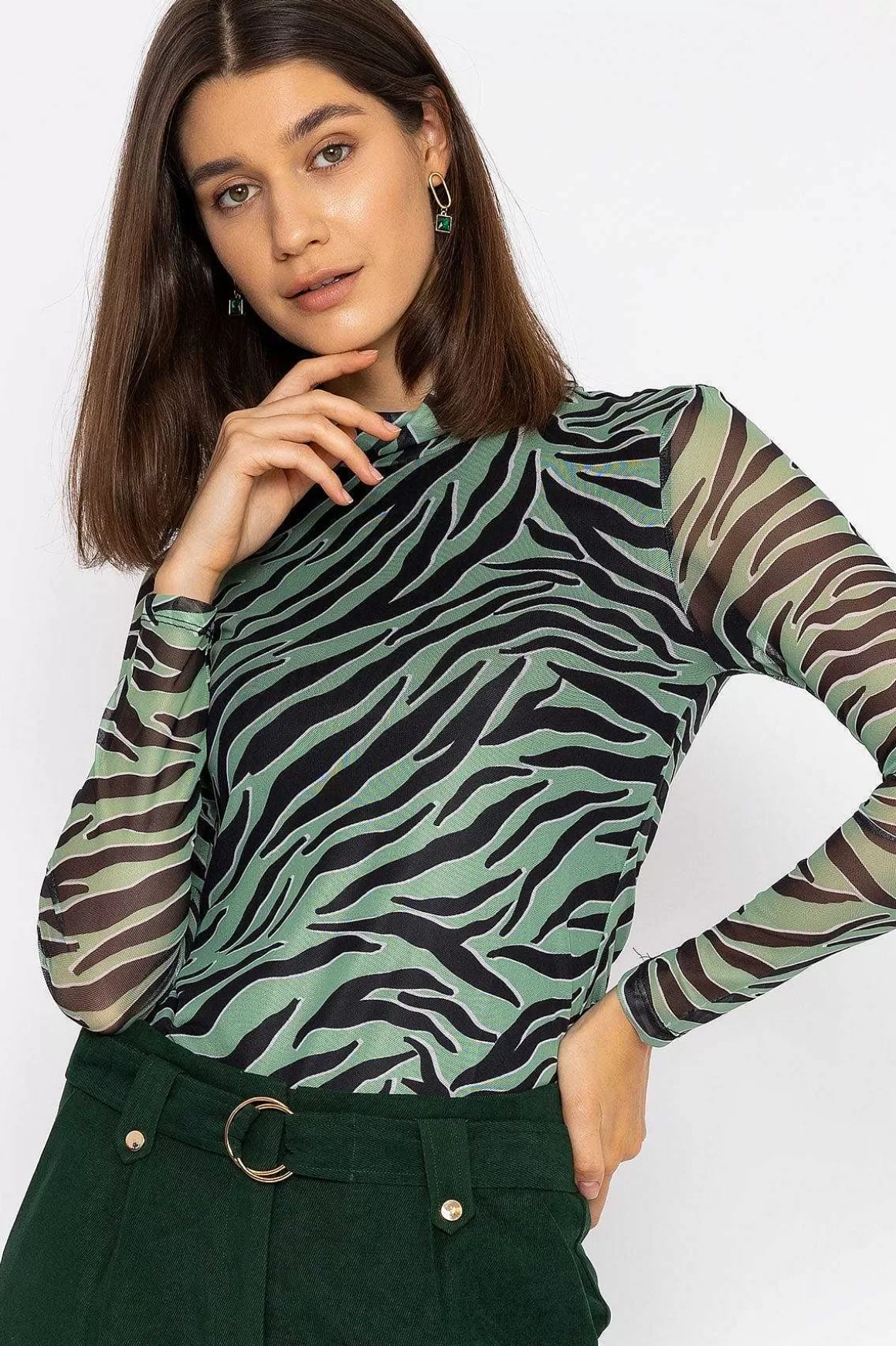 Vero Moda Gigi High Neck Top In Animal Print Best Sale