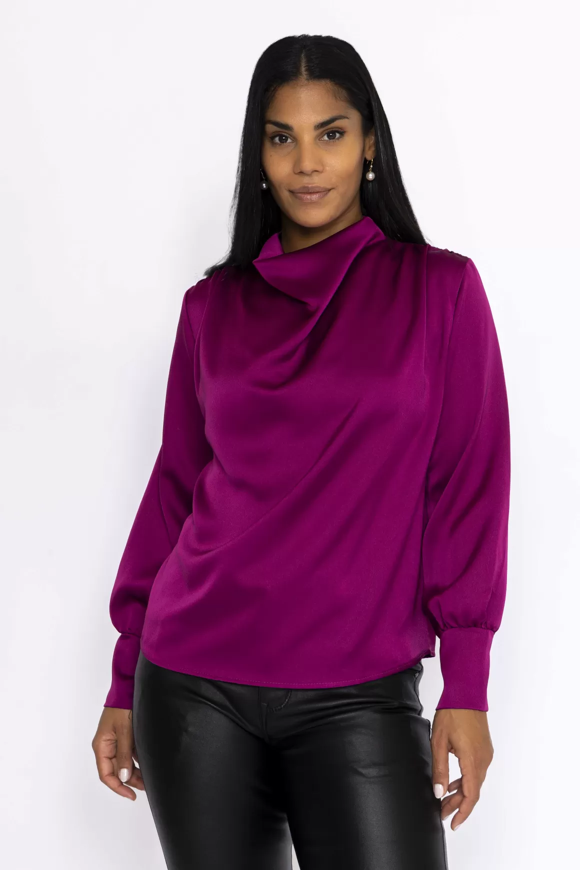 Pala D'oro Gigi Sateen Top In Magenta Hot