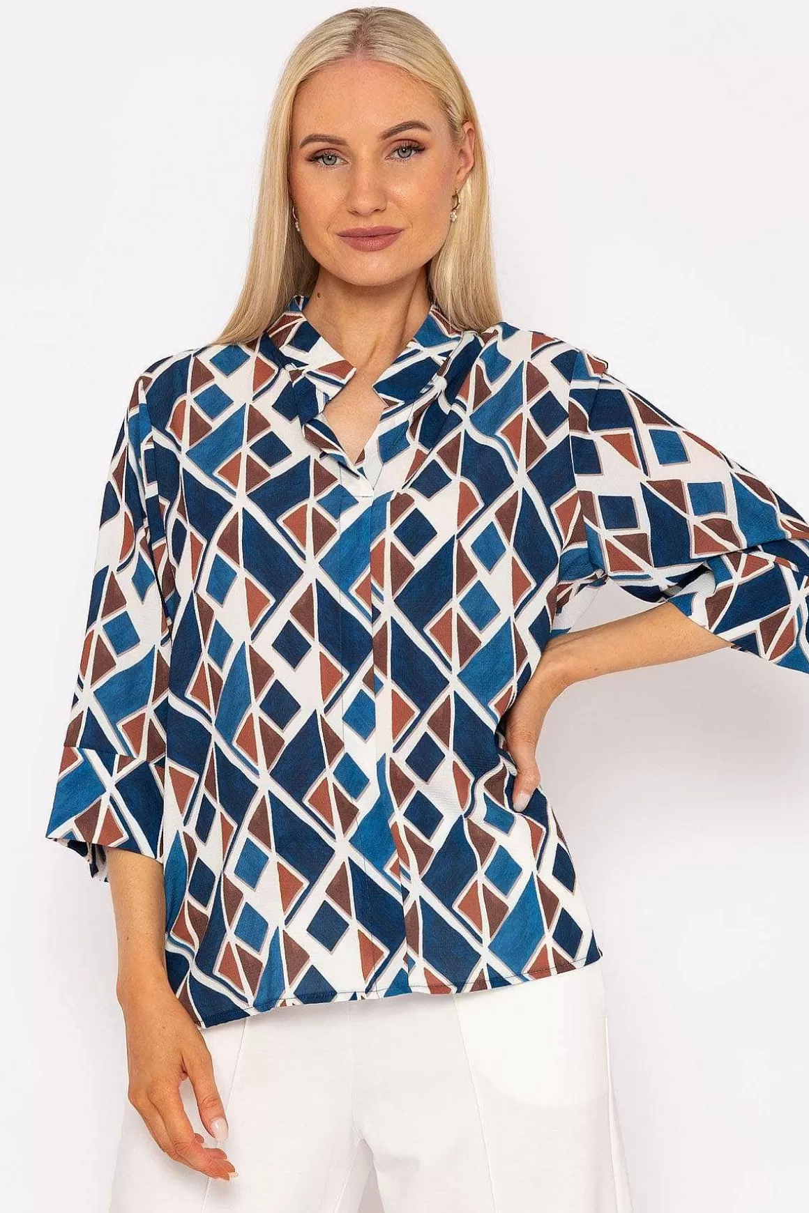 Pala D'oro Gina Blouse In Navy Hot