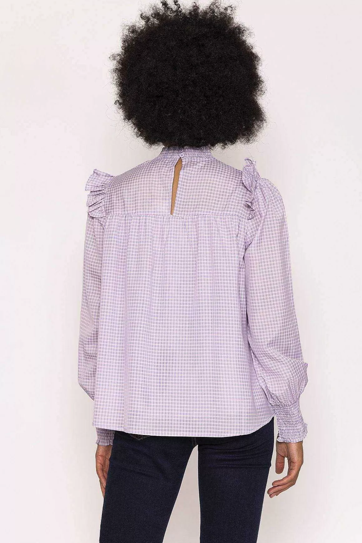 Rowen Avenue Gingham Blouse In Purple Best Sale