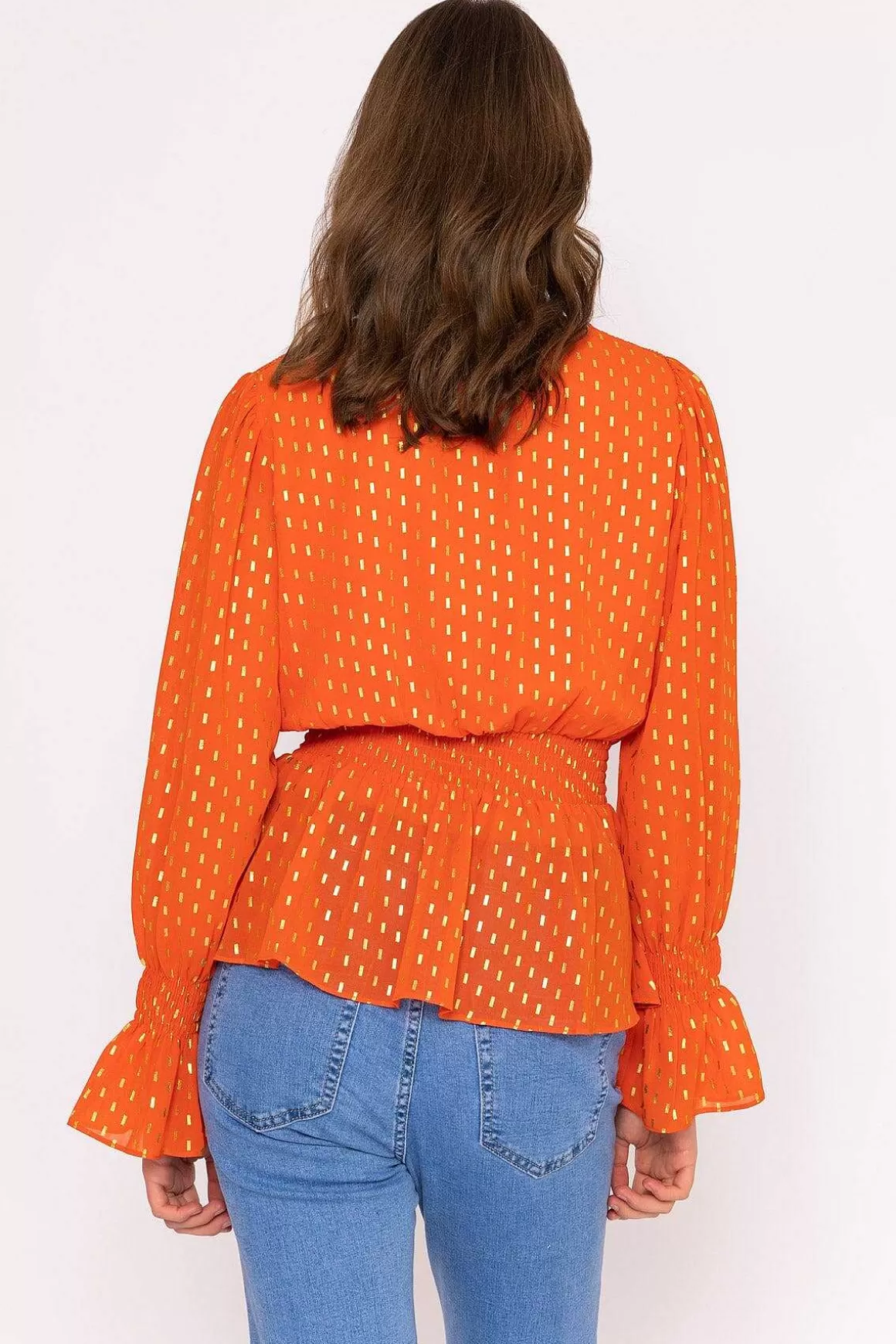 Rowen Avenue Gold Detail Wrap Top In Coral Hot