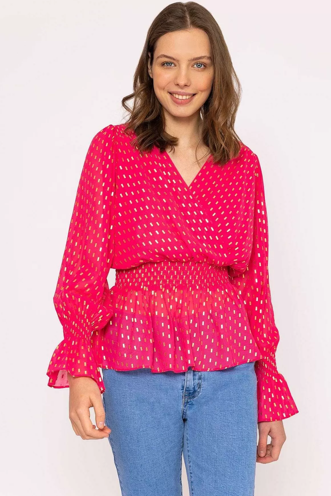 Rowen Avenue Gold Detail Wrap Top In Pink Cheap