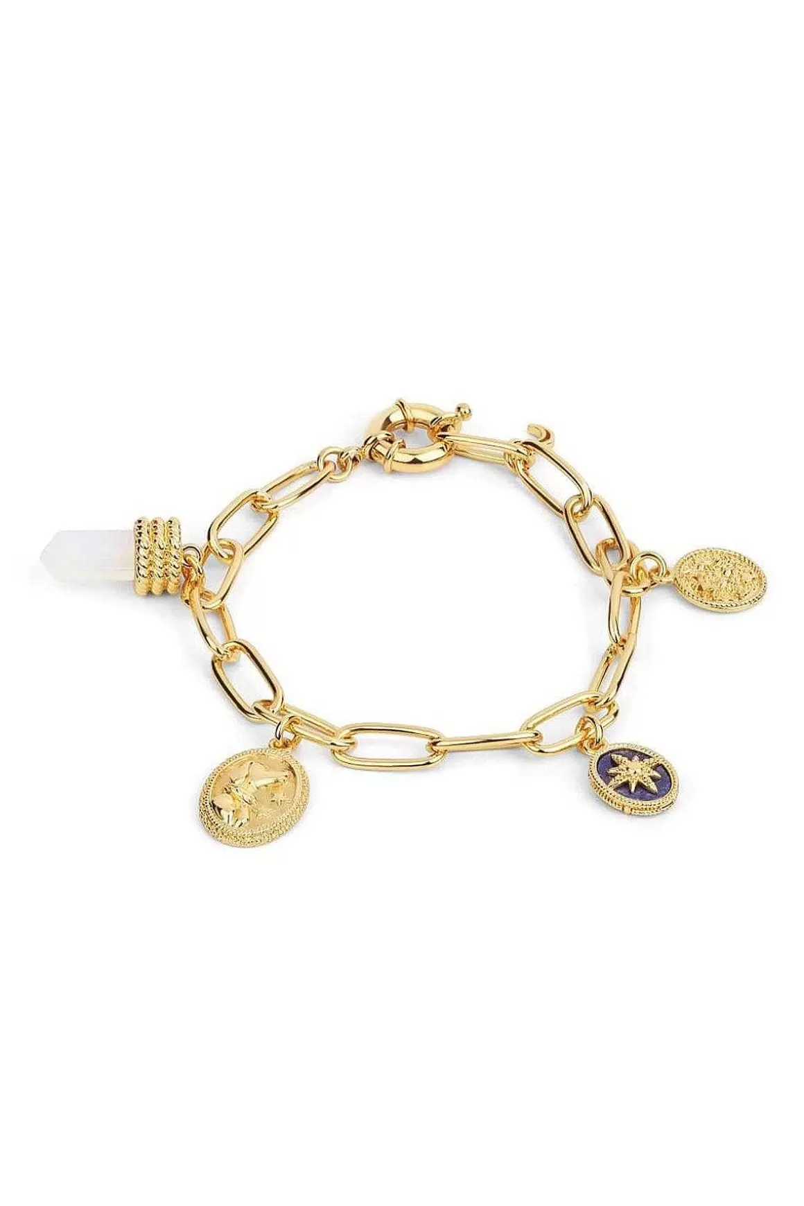 Newbridge Silverware Jewellery Gold Plated Bracelet With Opalite Charms Discount