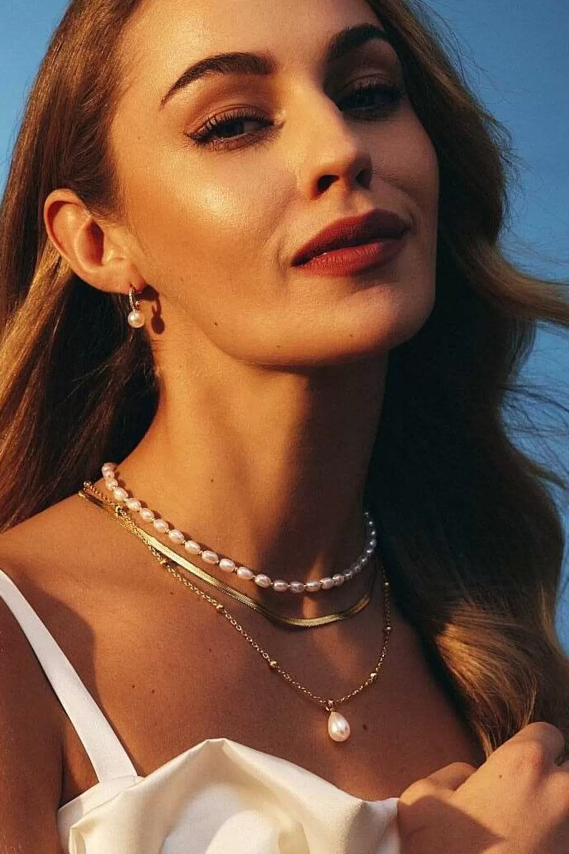 Knight & Day Gold Teardrop Pearl Necklace Clearance