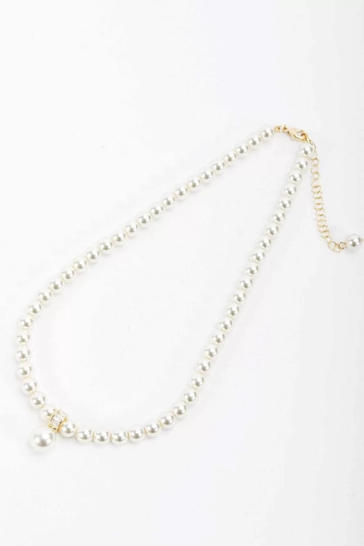 Joularie Gold Tone Drop Pearl Necklace Flash Sale