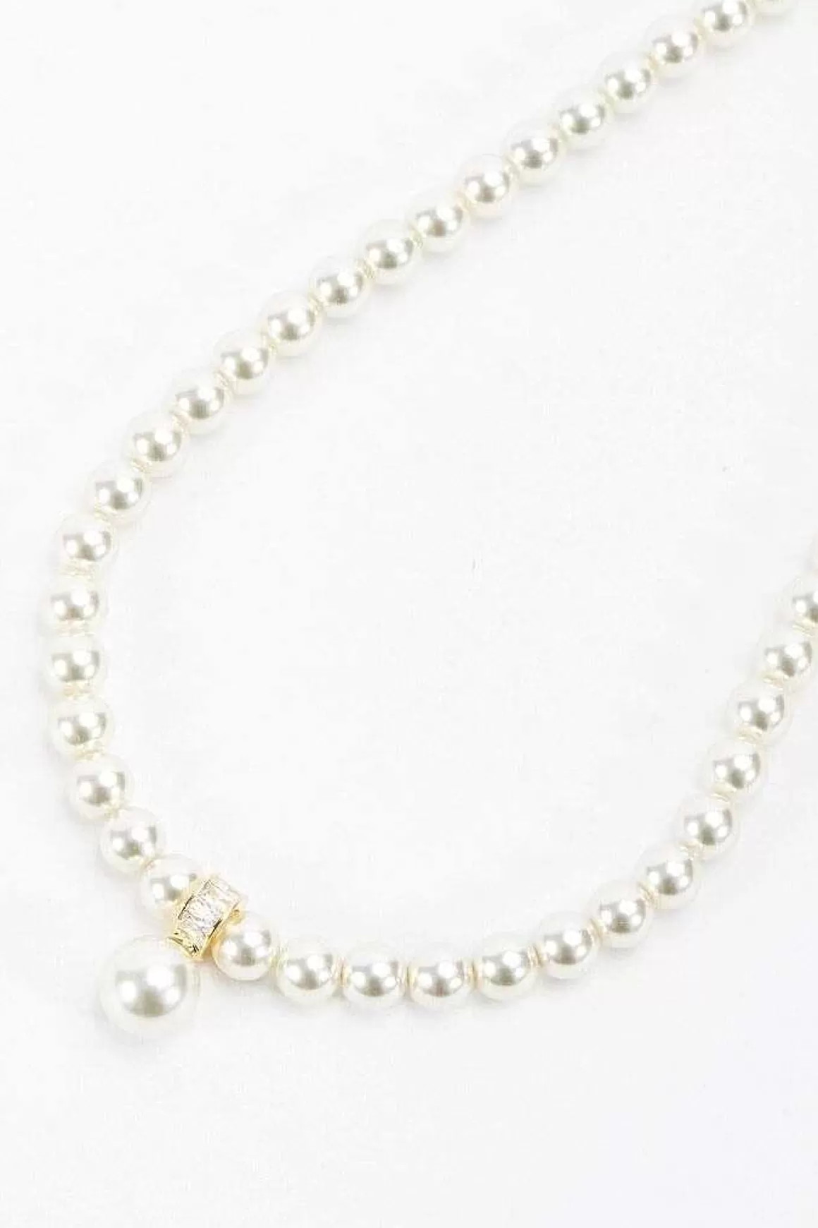 Joularie Gold Tone Drop Pearl Necklace Flash Sale