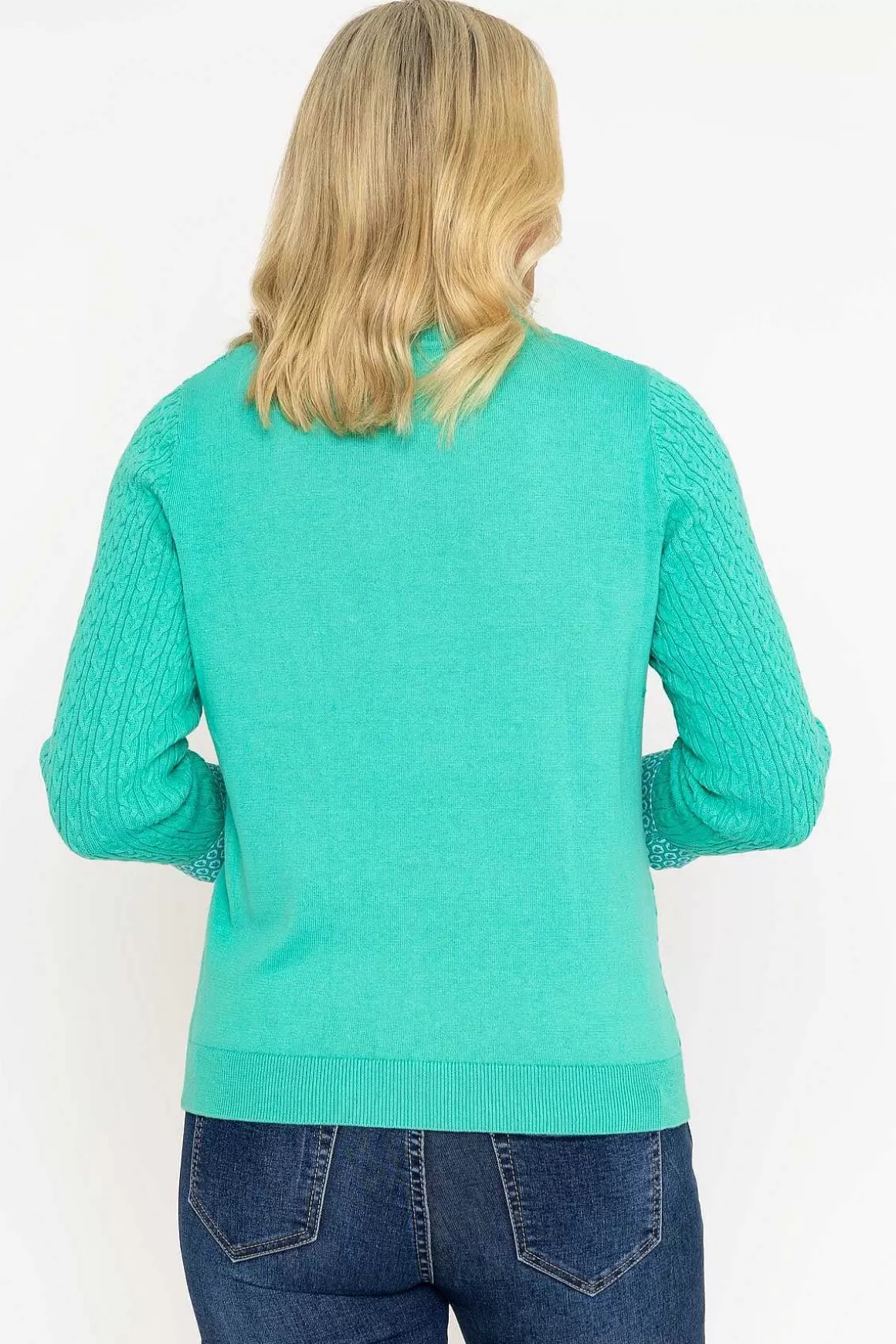 Voulez Vous Green Cable Knit Sweater With Shirt Collar Discount