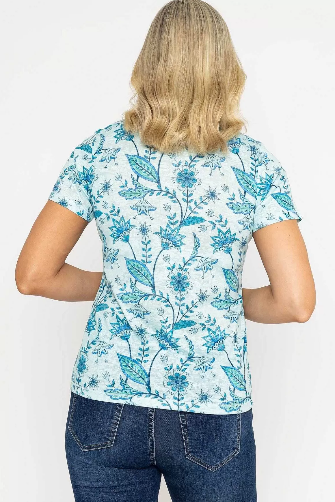 Voulez Vous Green Printed Burnout Top Hot