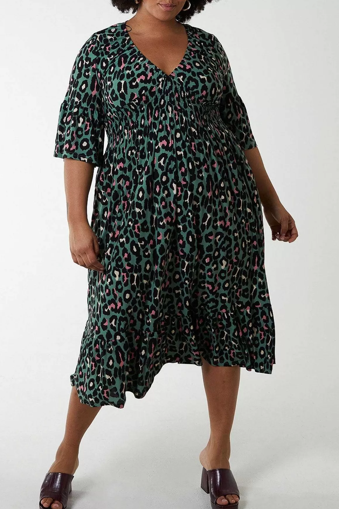 Nova of London Green Printed Midi Dress Shop