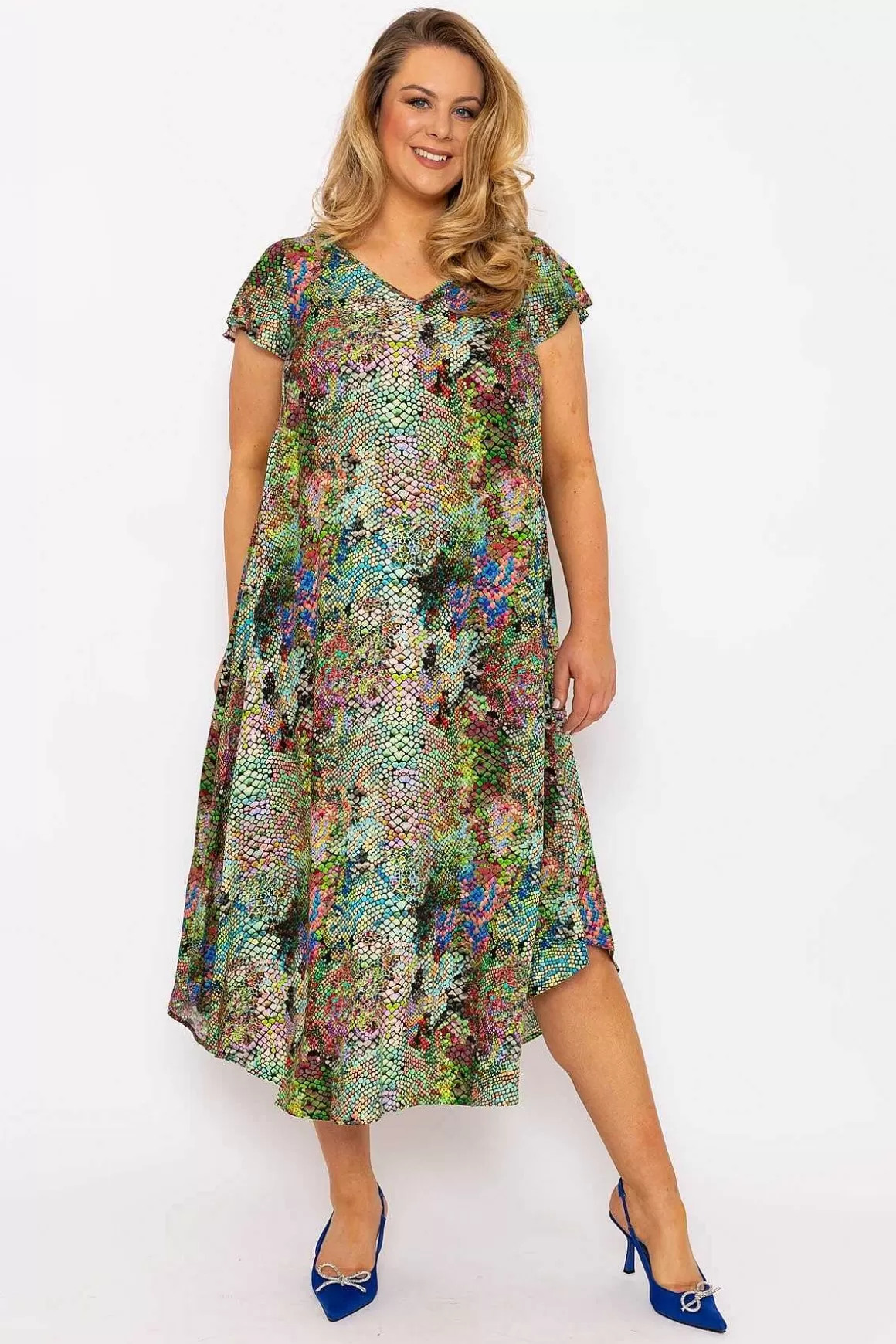 Ulla Popken Green Snake Printed Dress Cheap