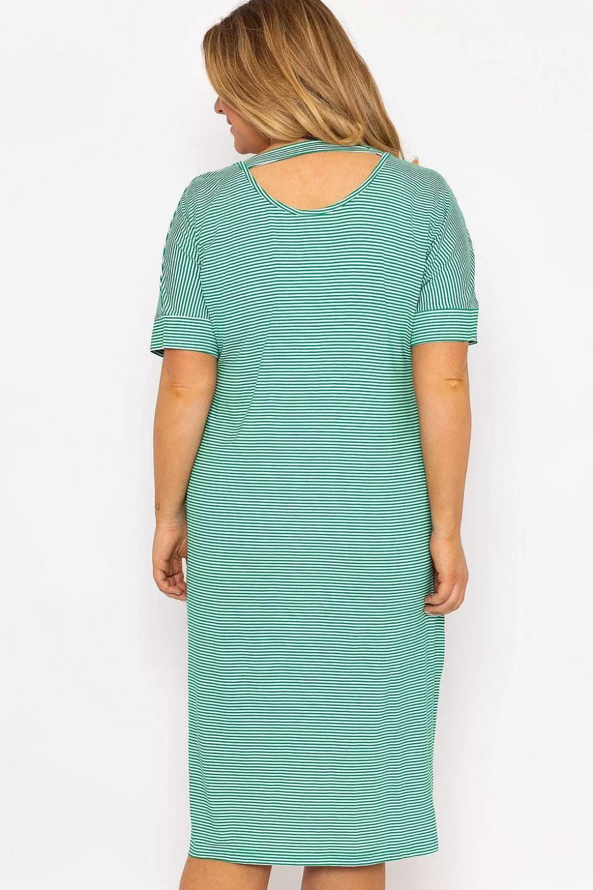 Ulla Popken Green Striped Jersey Dress Sale