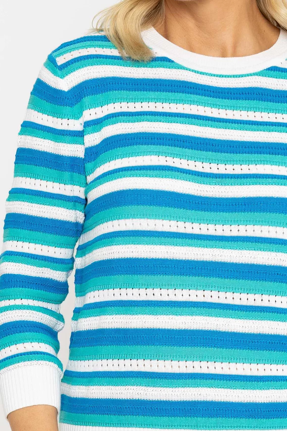 Voulez Vous Green Textured Stripe Sweater Fashion