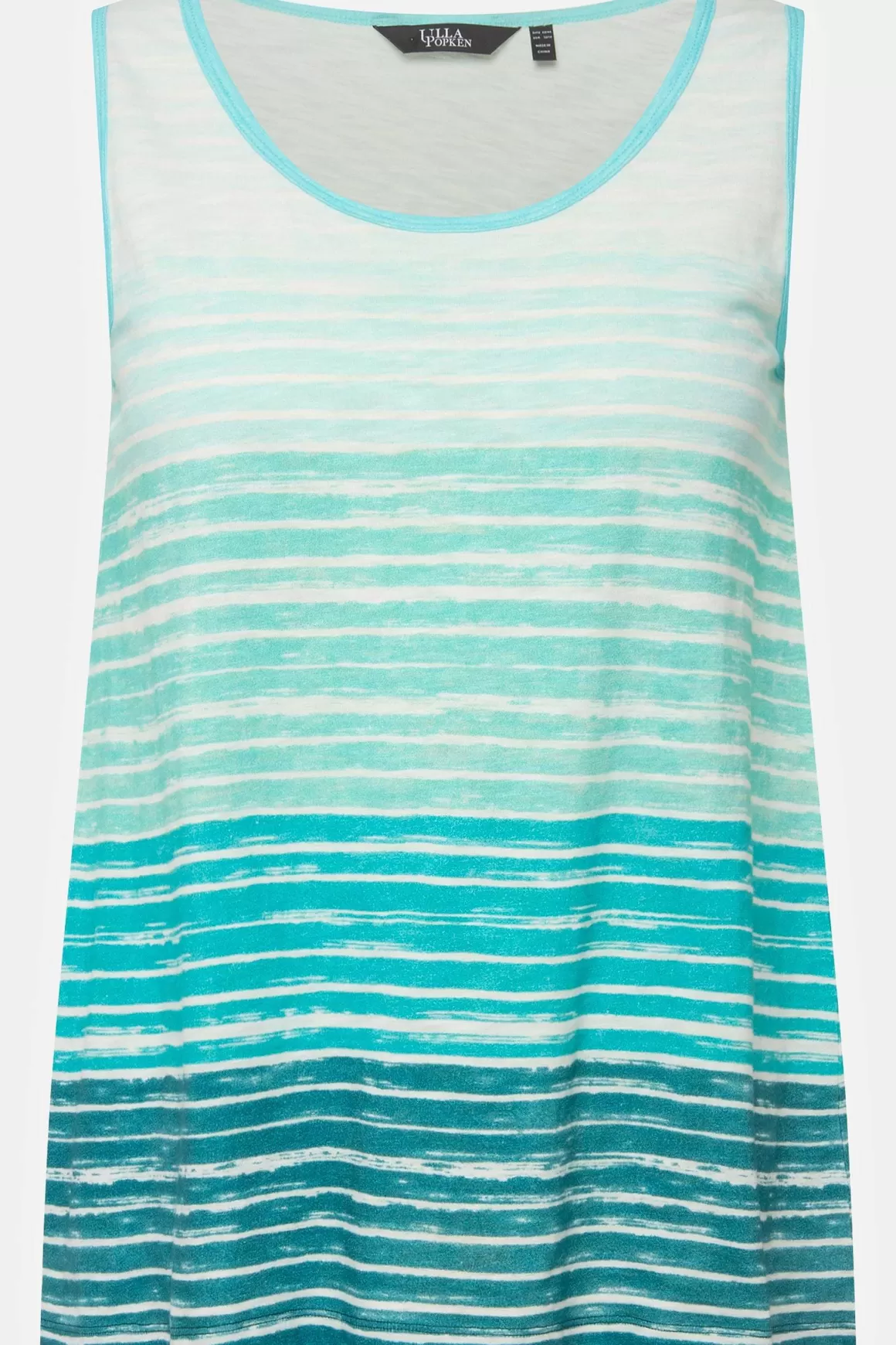 Ulla Popken Green Tie-Dye Style Striped Vest Top New