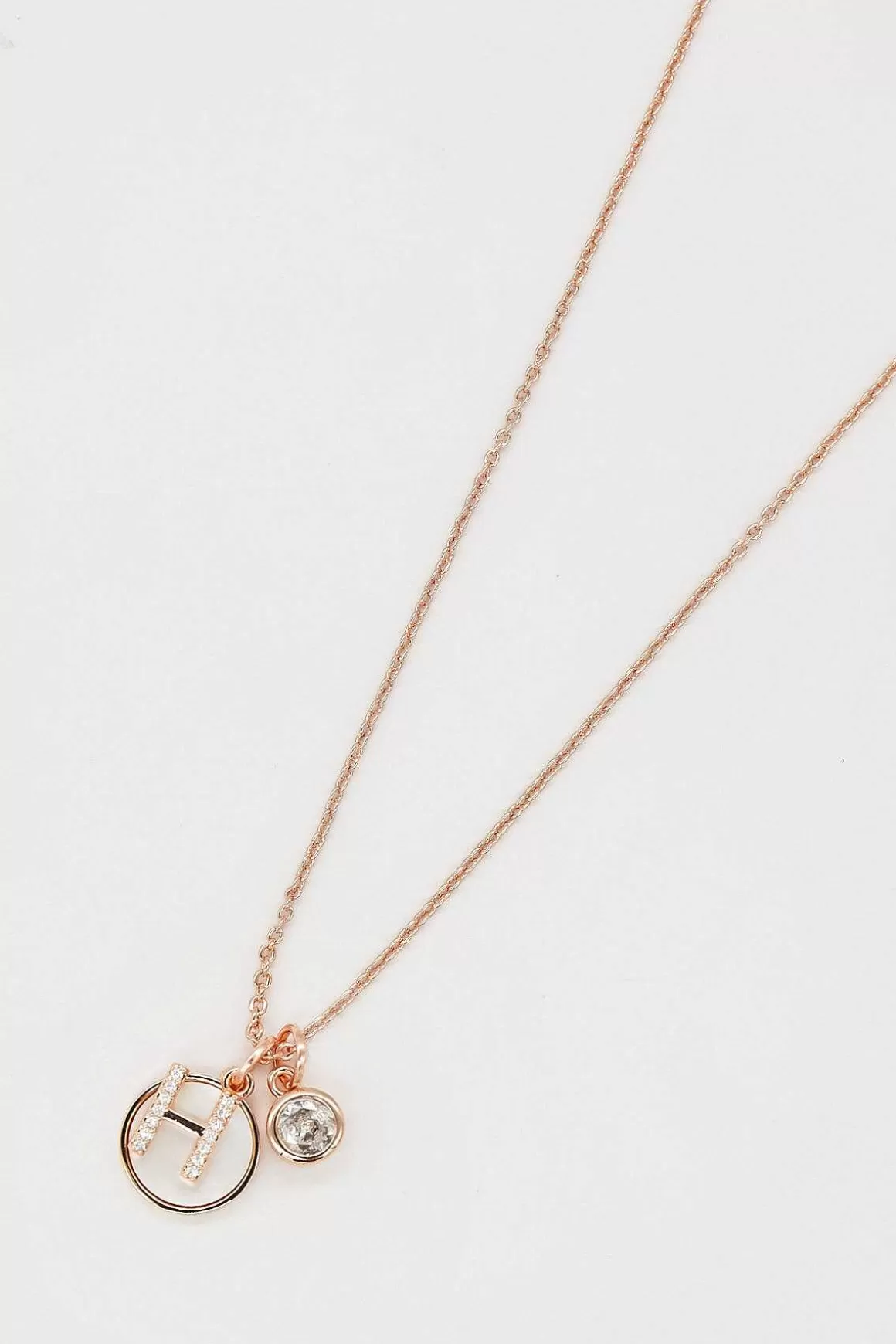 Cherish H Initial Necklace In Rose Gold Fashion