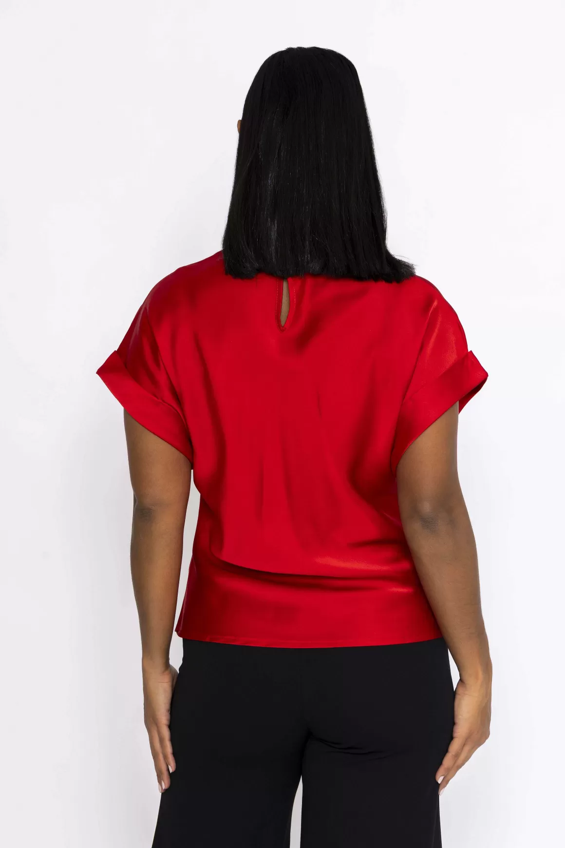 Pala D'oro High Neck Sateen Top In Red Best